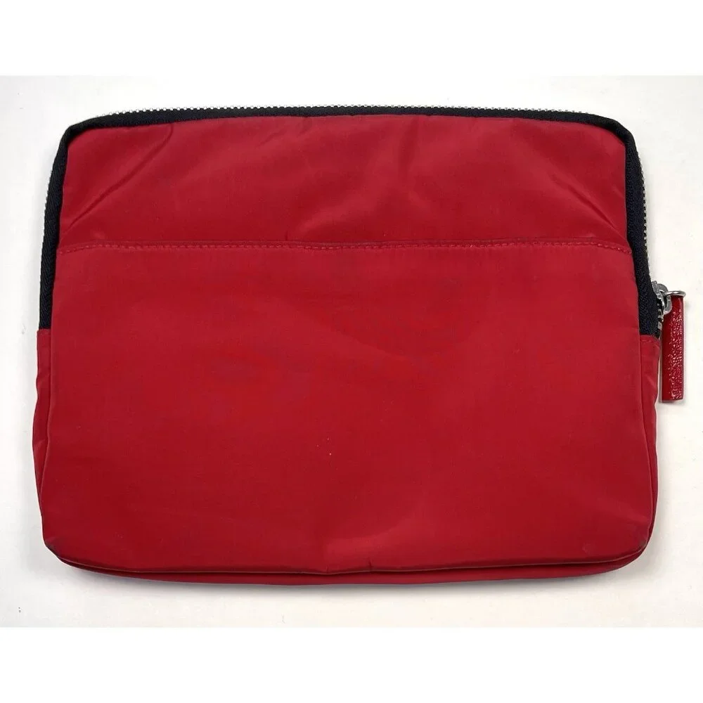 BRIGHTON iPad Tablet Red Nylon & Leather Padded Sleeve With One Push of a Button